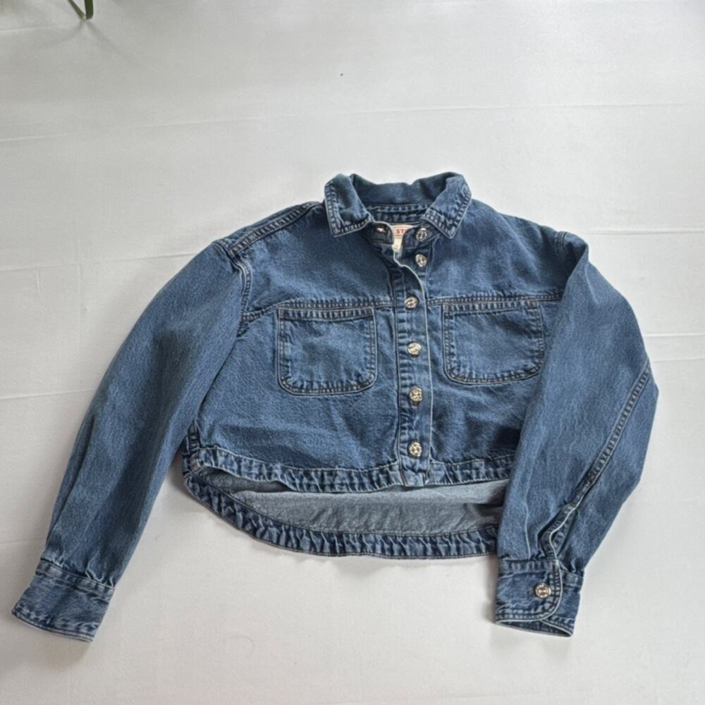 Lone Star women's blue button collared jacket, pockets, short, Western, S